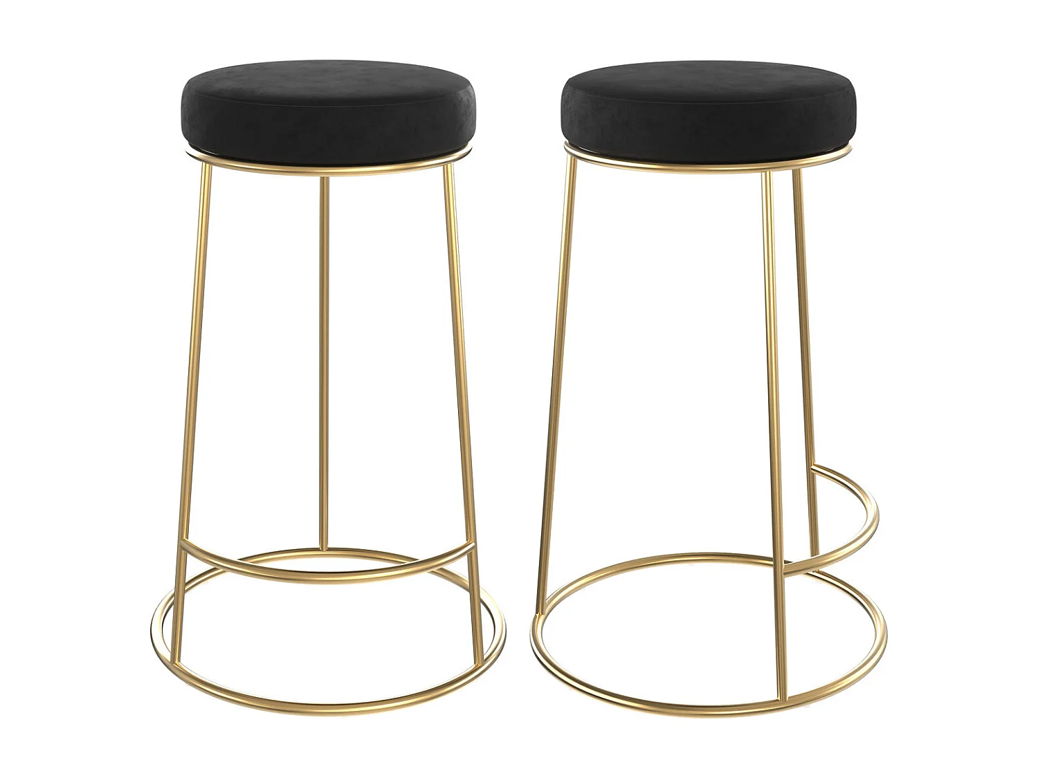 Set de 2 sillas para isla de cocina de terciopelo negro 63 cm - Kendal