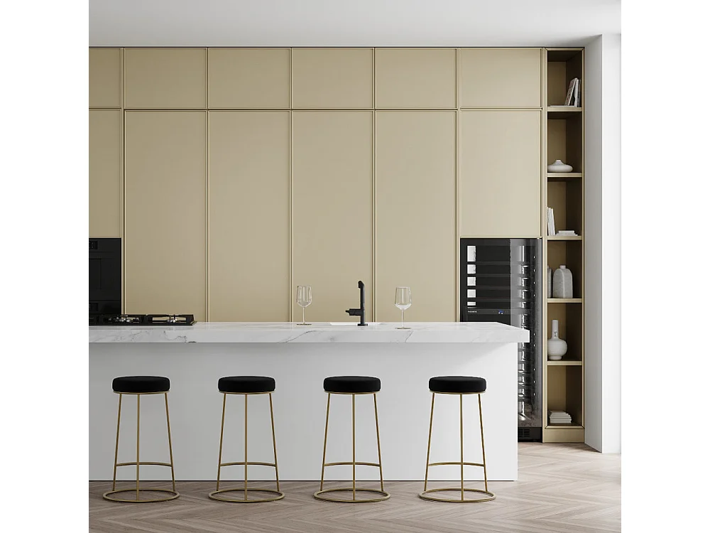 Lot de 2 tabourets pour îlot central 63 cm en velours noir - Kendal