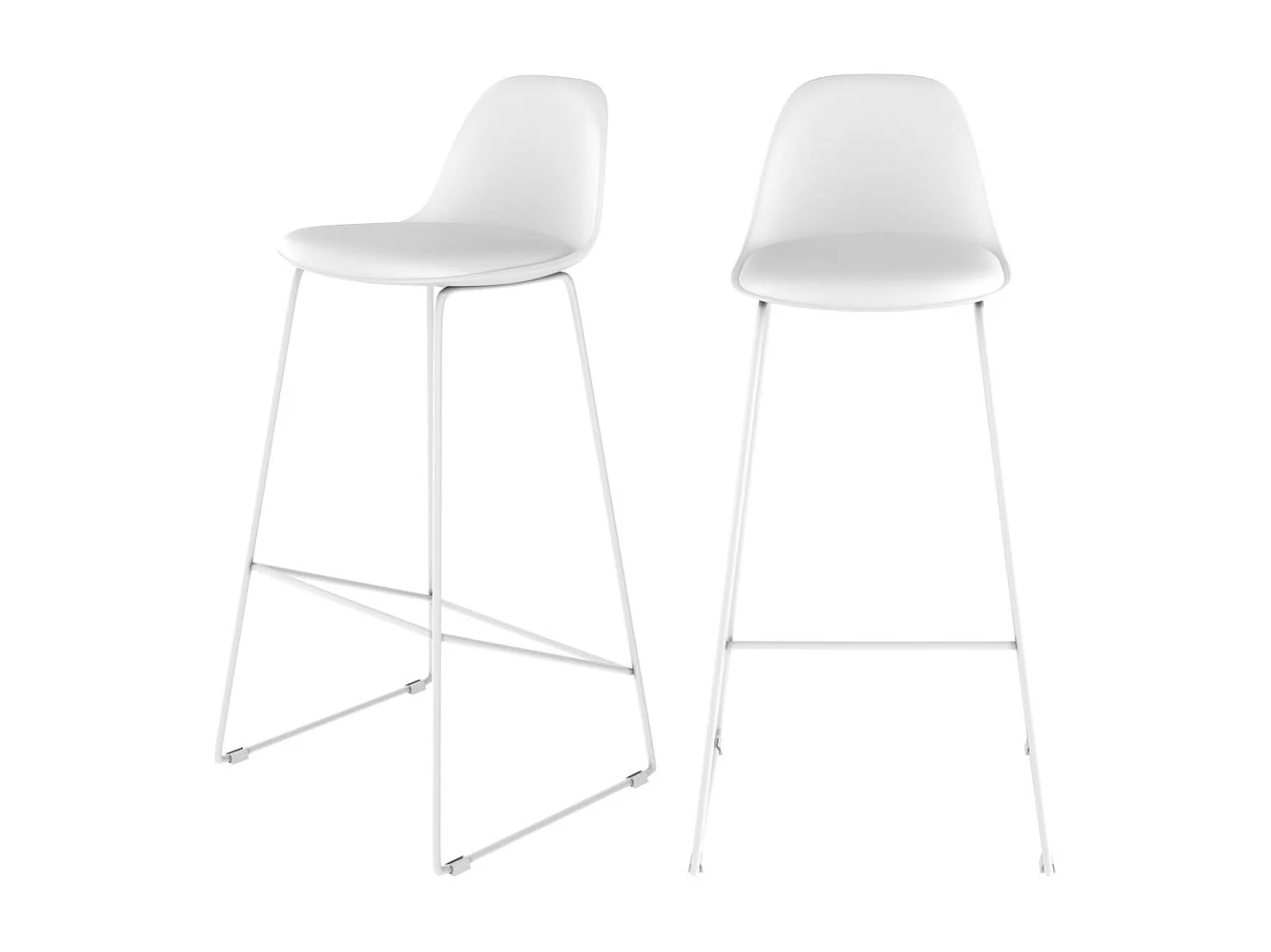 Lot de 2 chaises de bar blanches 75 cm - Leni