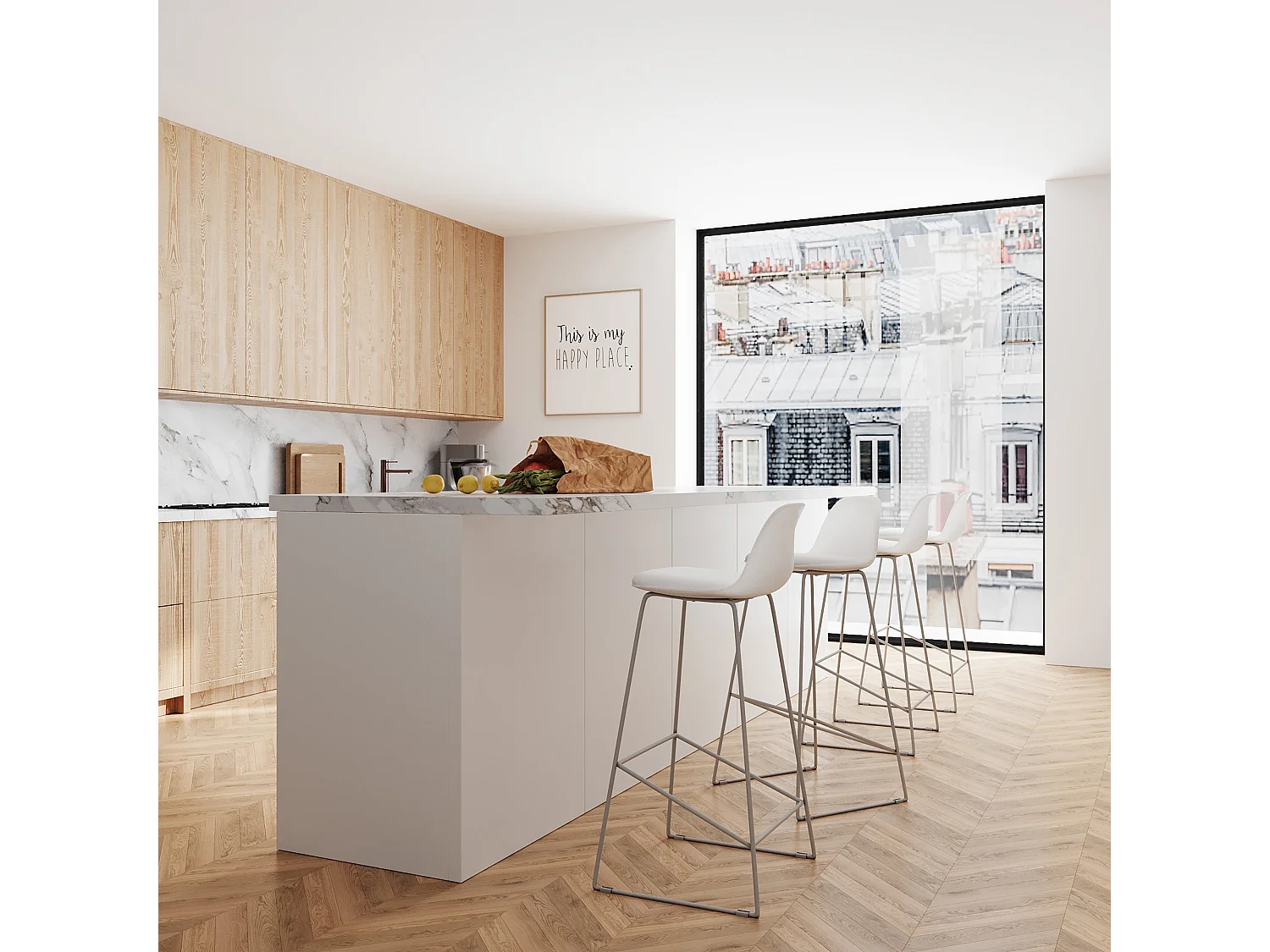 Lot de 2 chaises de bar blanches 75 cm - Leni
