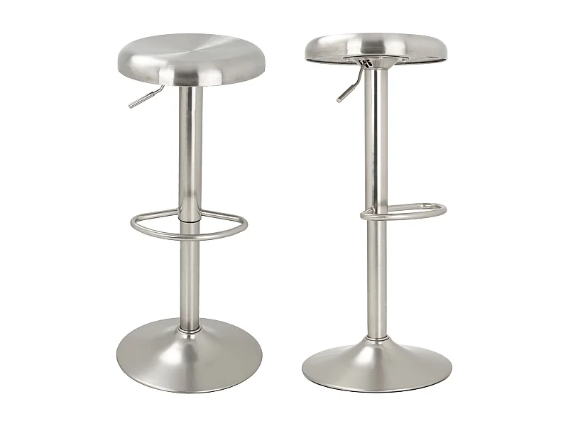Set di 2 sgabelli da bar regolabili in metallo spazzolato 60/82 cm - Silver