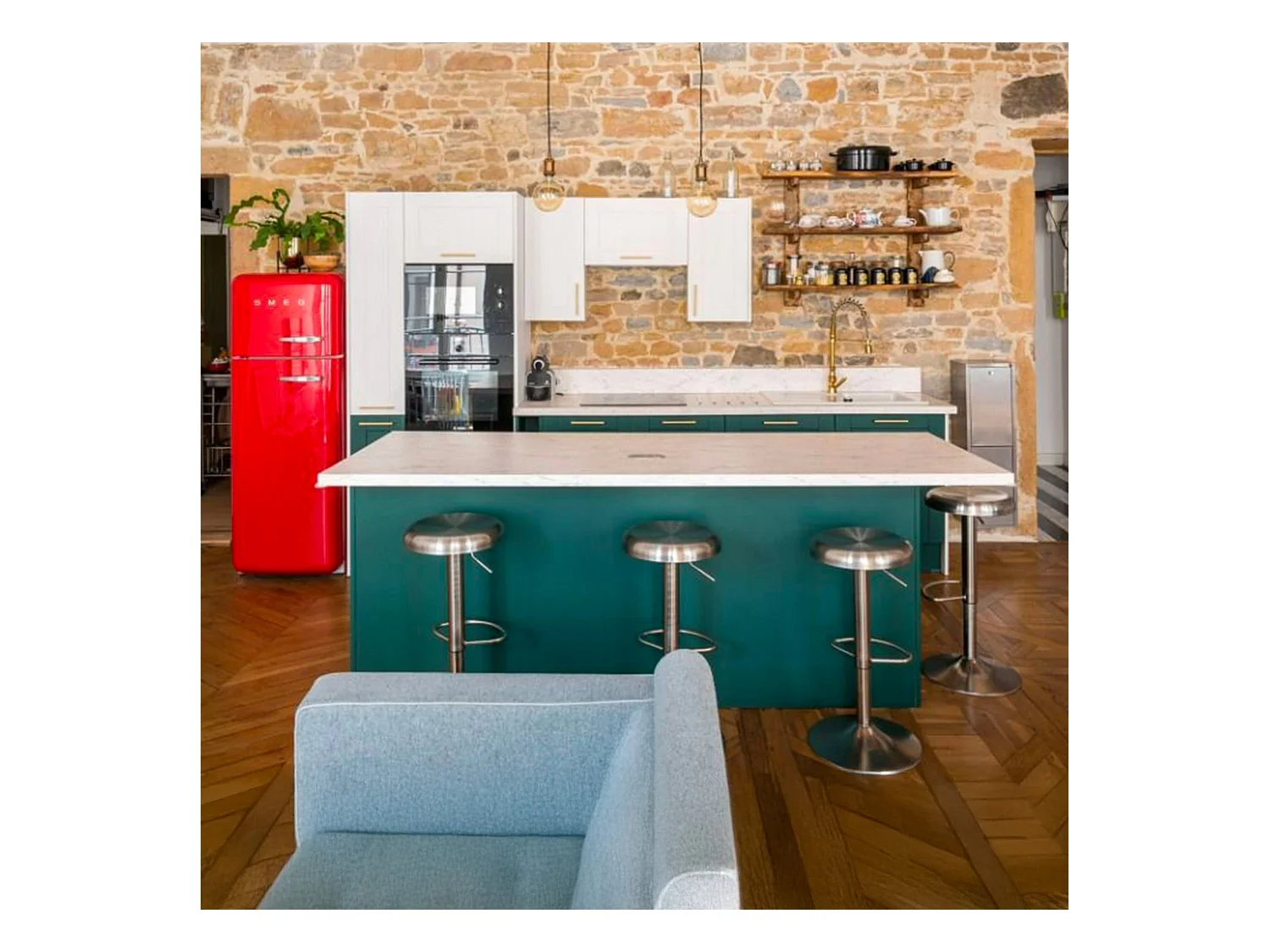 Lot de 2 tabourets de bar réglables en métal brossé 60/82 cm - Silver