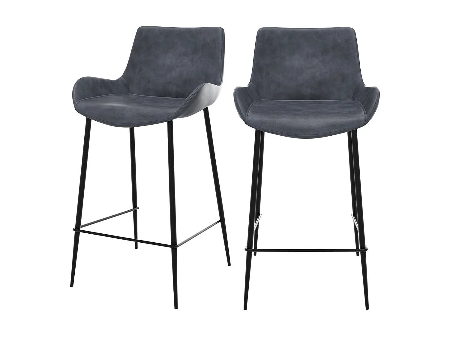 Lot de 2 chaises pour îlot central 65 cm en synthétique gris/noir - Pirata