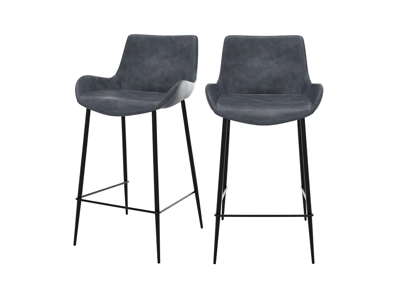 Lot de 2 chaises pour îlot central 65 cm en synthétique gris/noir - Pirata