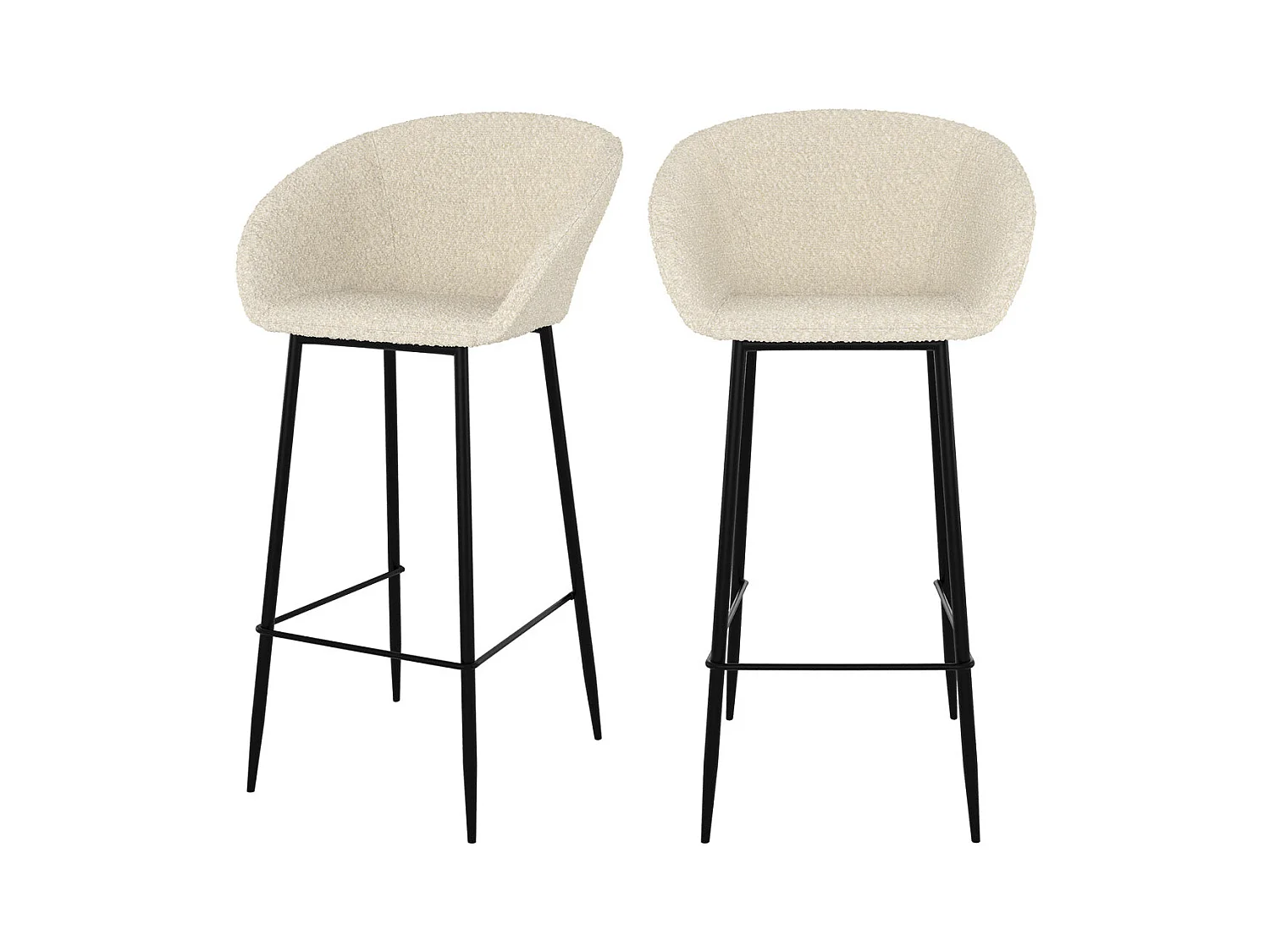 Set di 2 sedie da bar bianche bouclé 75 cm - Marquise