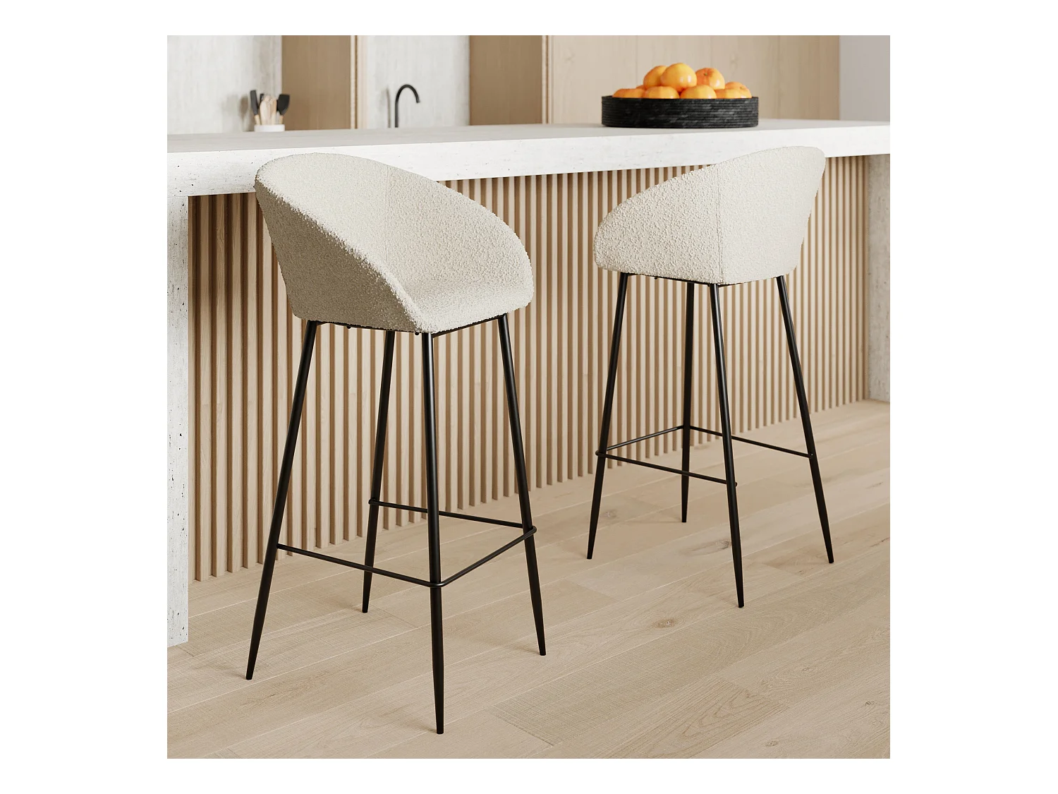 Set di 2 sedie da bar bianche bouclé 75 cm - Marquise