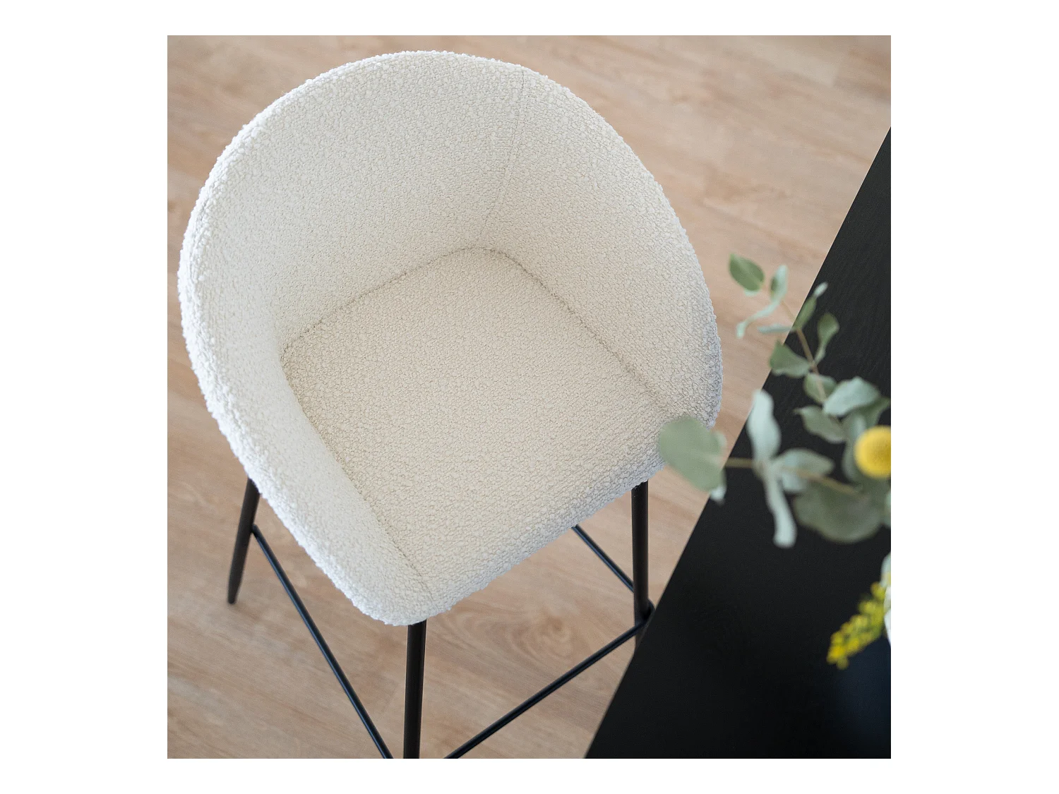 Set di 2 sedie da bar bianche bouclé 75 cm - Marquise