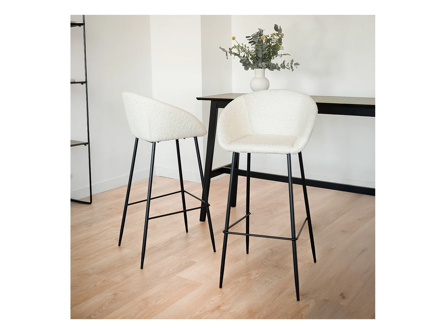 Set di 2 sedie da bar bianche bouclé 75 cm - Marquise