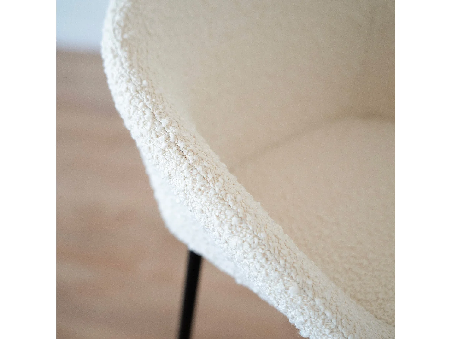 Lot de 2 chaises de bar effet laine bouclette blanche 75 cm - Marquise