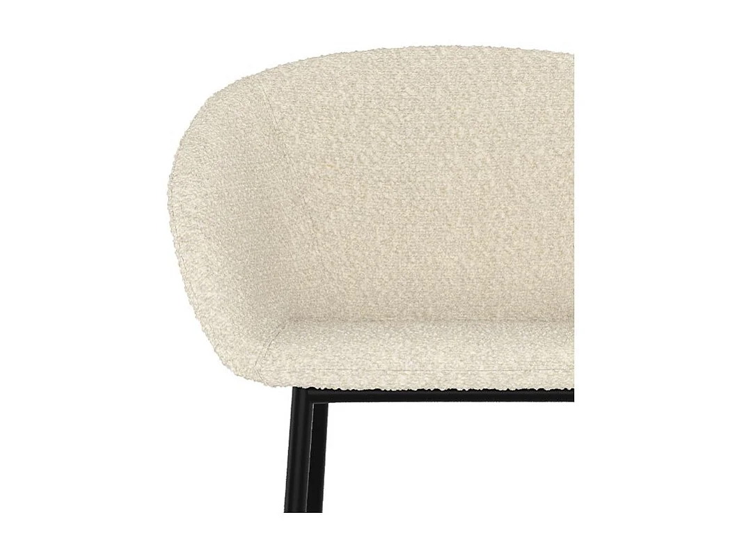 Lot de 2 chaises de bar effet laine bouclette blanche 75 cm - Marquise