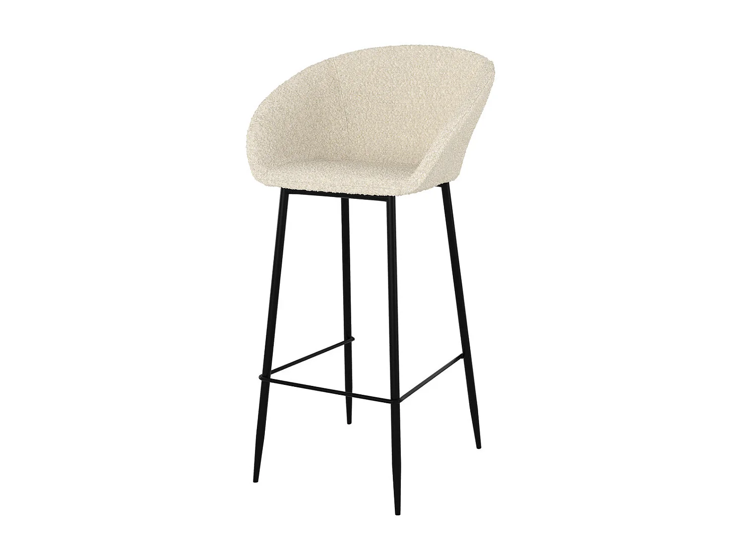 Lot de 2 chaises de bar effet laine bouclette blanche 75 cm - Marquise