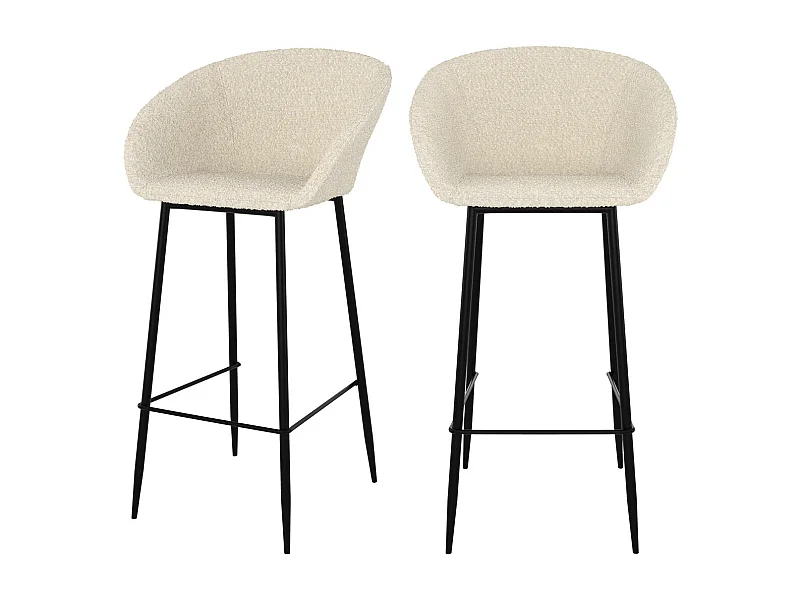 Set de 2 sillas de bar efecto bouclé blanco 75 cm - Marquise