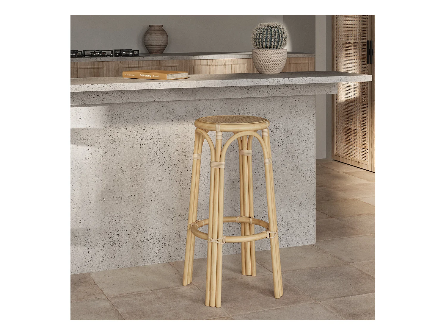Tabouret de bar 77 cm en rotin - Vania