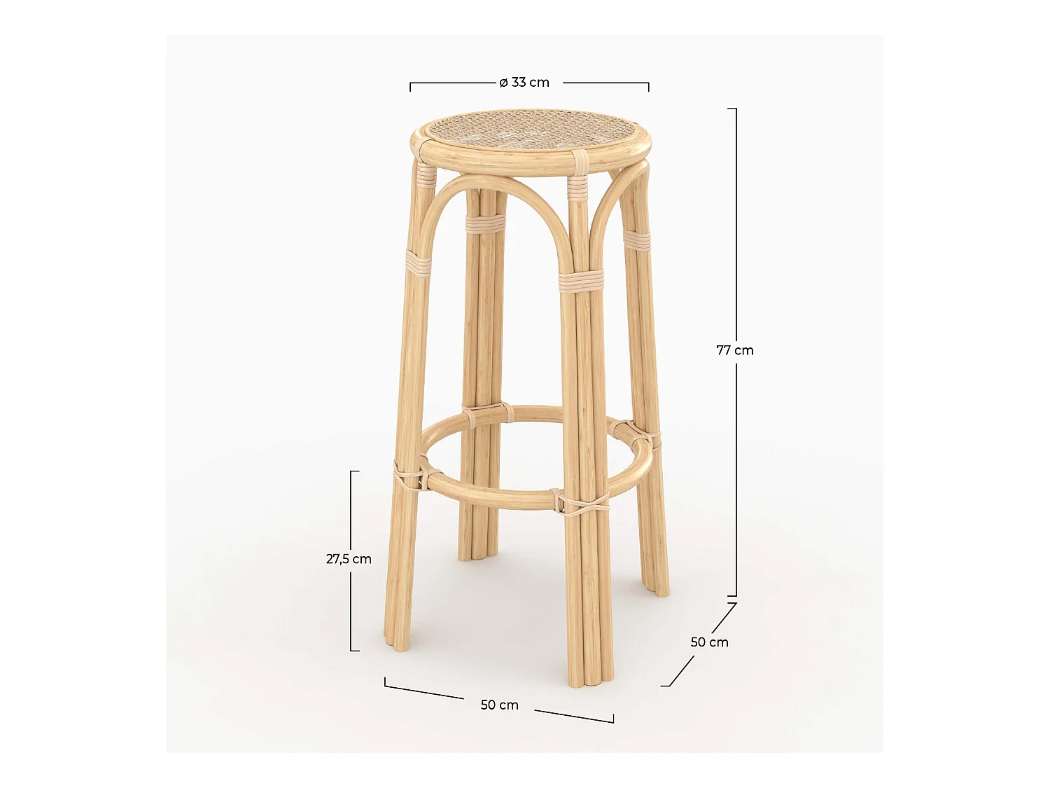 Tabouret de bar 77 cm en rotin - Vania