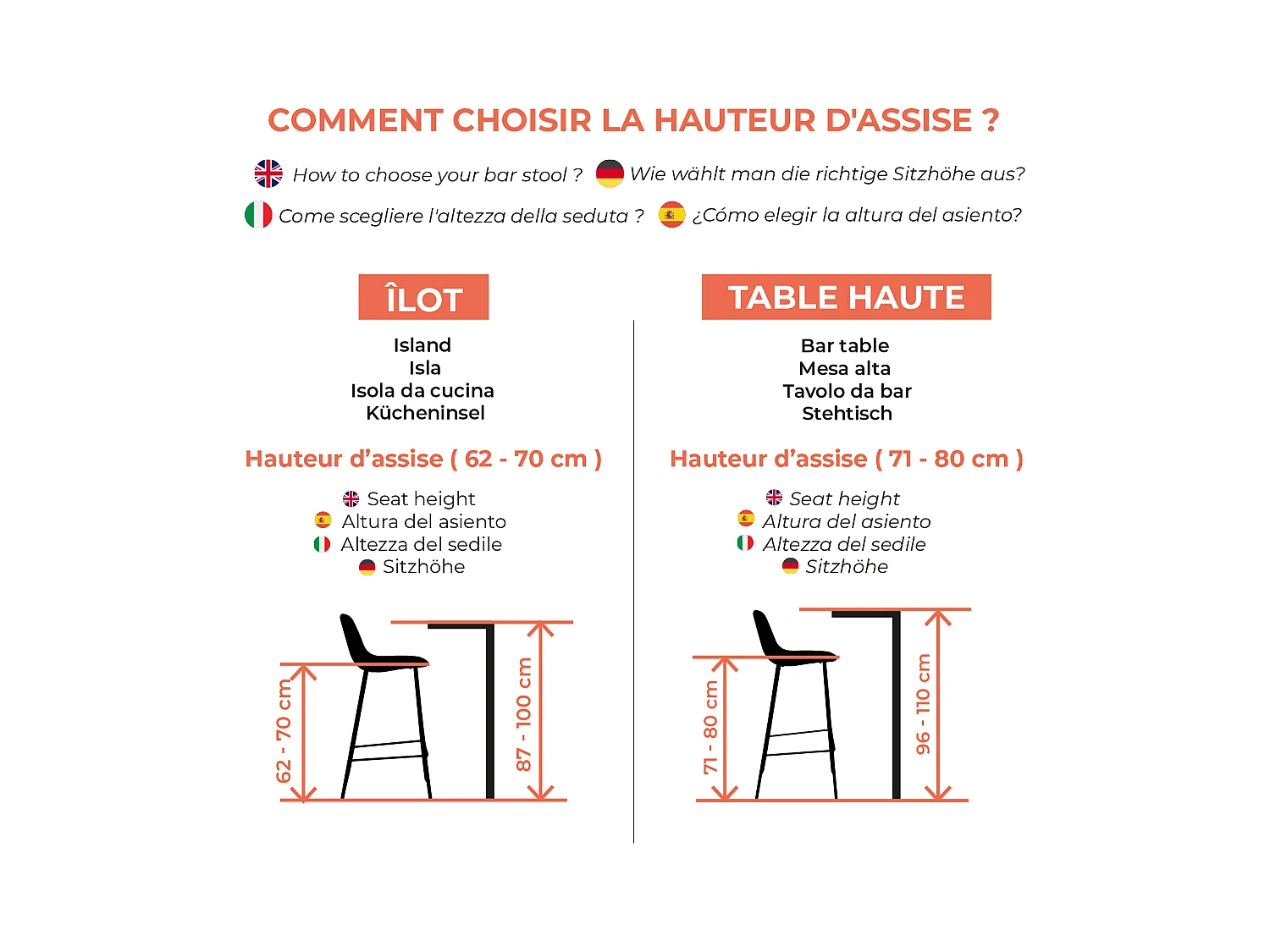 Tabouret de bar 77 cm en rotin - Vania