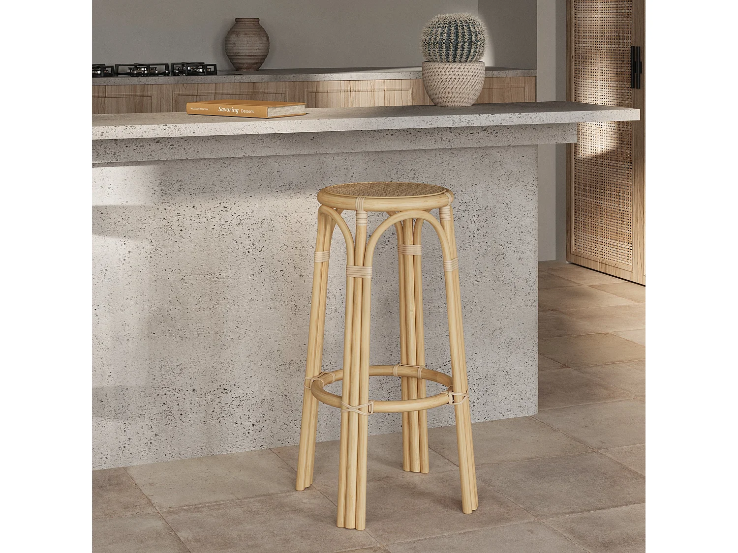 Sgabello da bar in rattan 75 cm - Vania