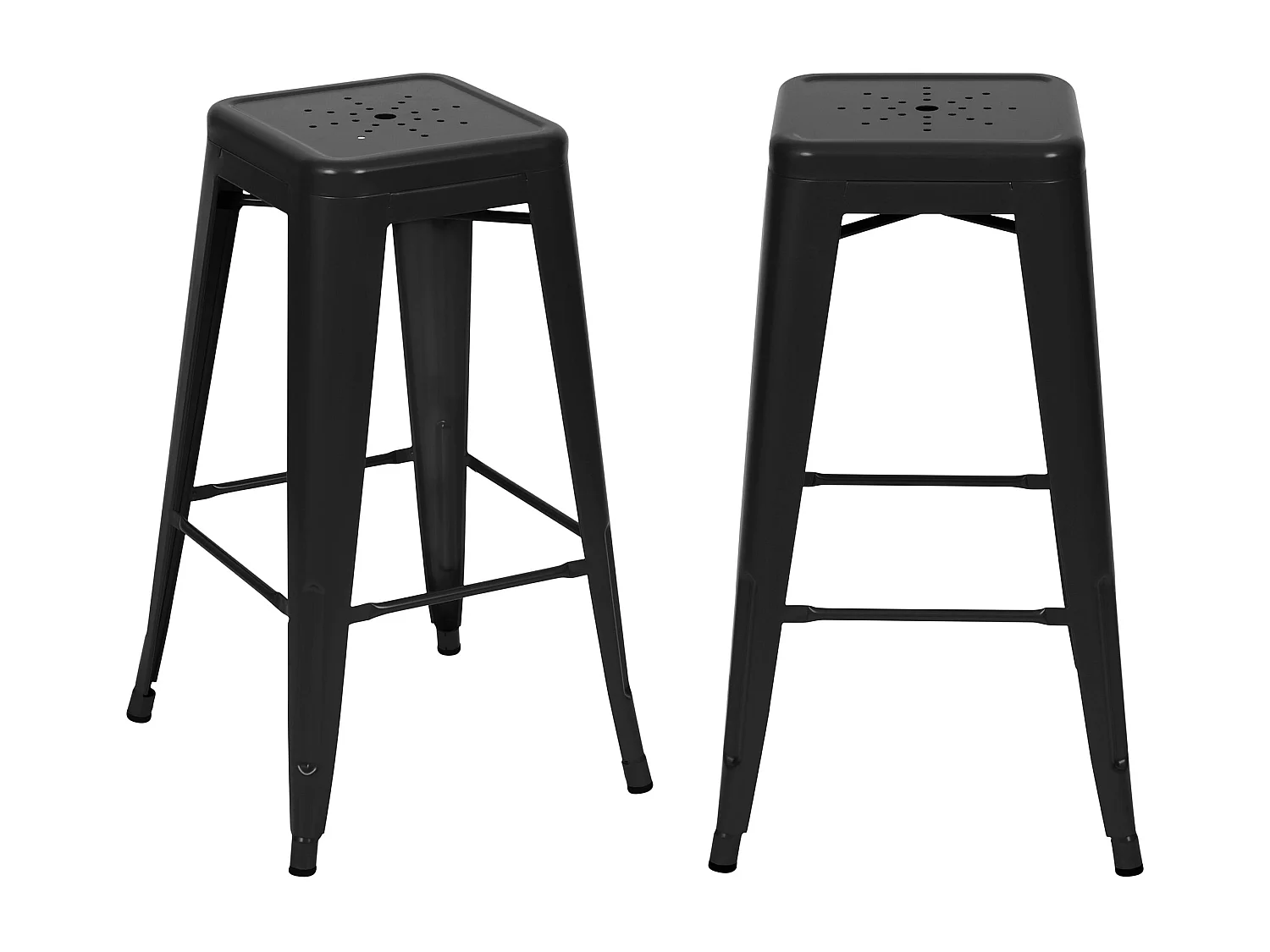 Set de 2 taburetes para isla de cocina en metal negro mate 66 cm - Indus