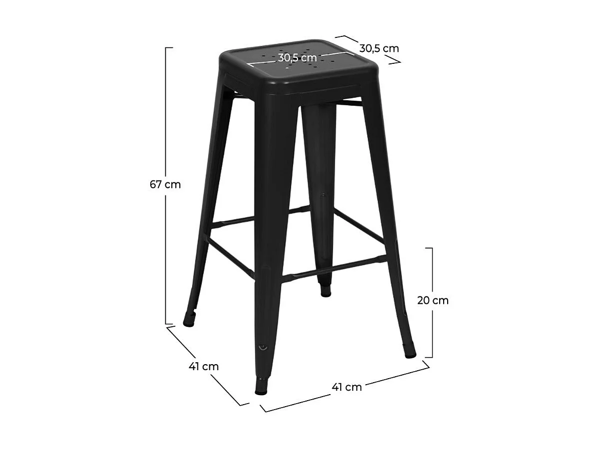 Set de 2 taburetes para isla de cocina en metal negro mate 66 cm - Indus