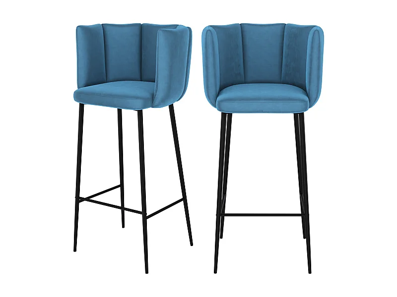 Set di 2 sedie da bar in velluto blu 75 cm - Rosy