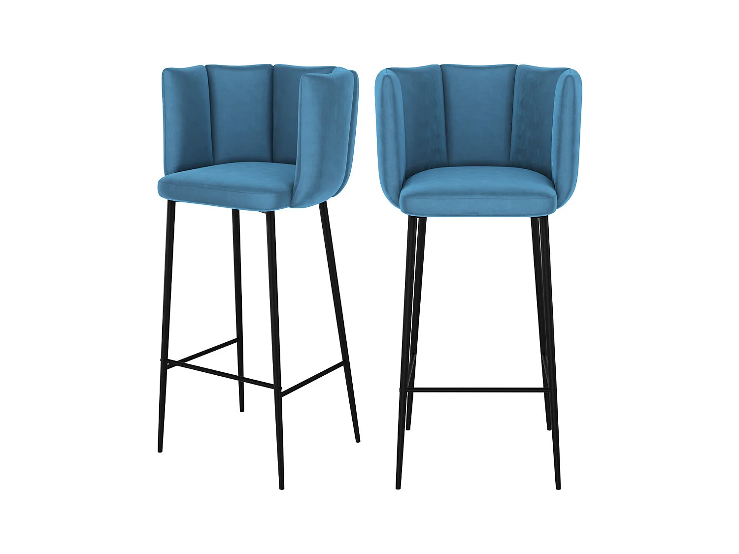 Set di 2 sedie da bar in velluto blu 75 cm - Rosy