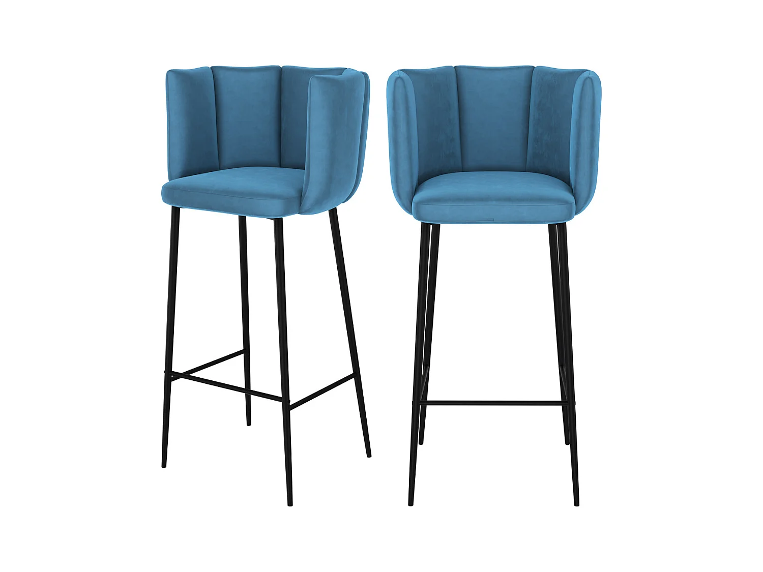 Set de 2 sillas de bar de terciopelo azul 75 cm - Rosy