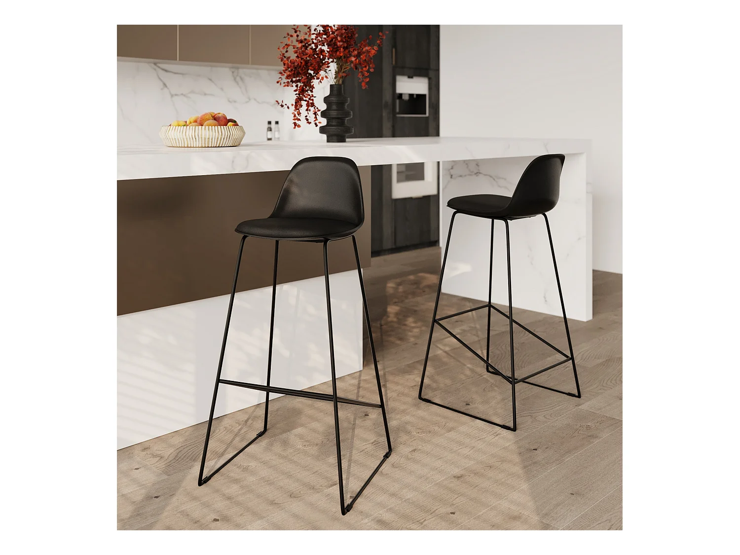 Set di 2 sedie da bar nere 75 cm - Leni
