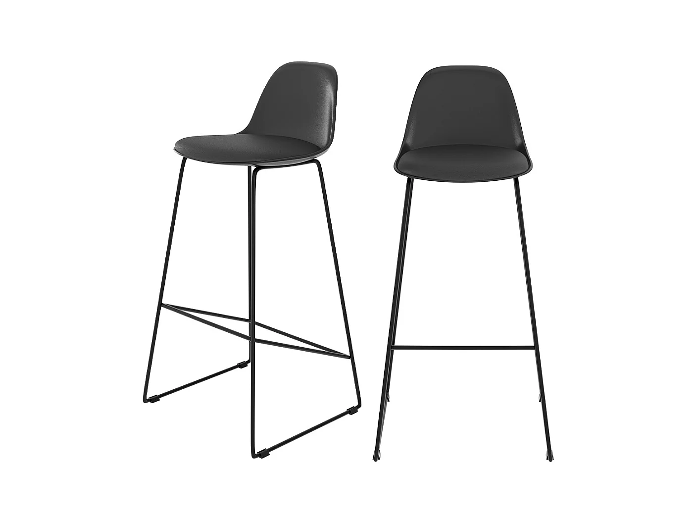 Lot de 2 chaises de bar noires 75 cm - Leni