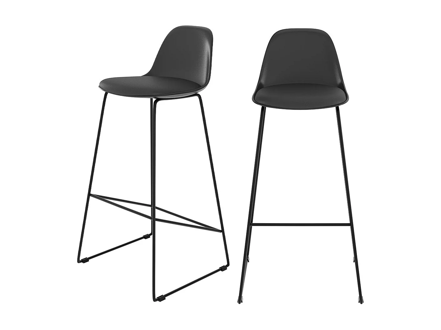 Set de 2 sillas de bar negras 75 cm - Leni