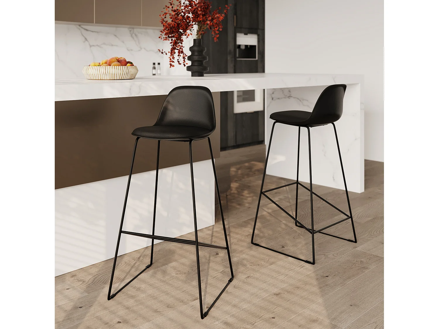 Set de 2 sillas de bar negras 75 cm - Leni