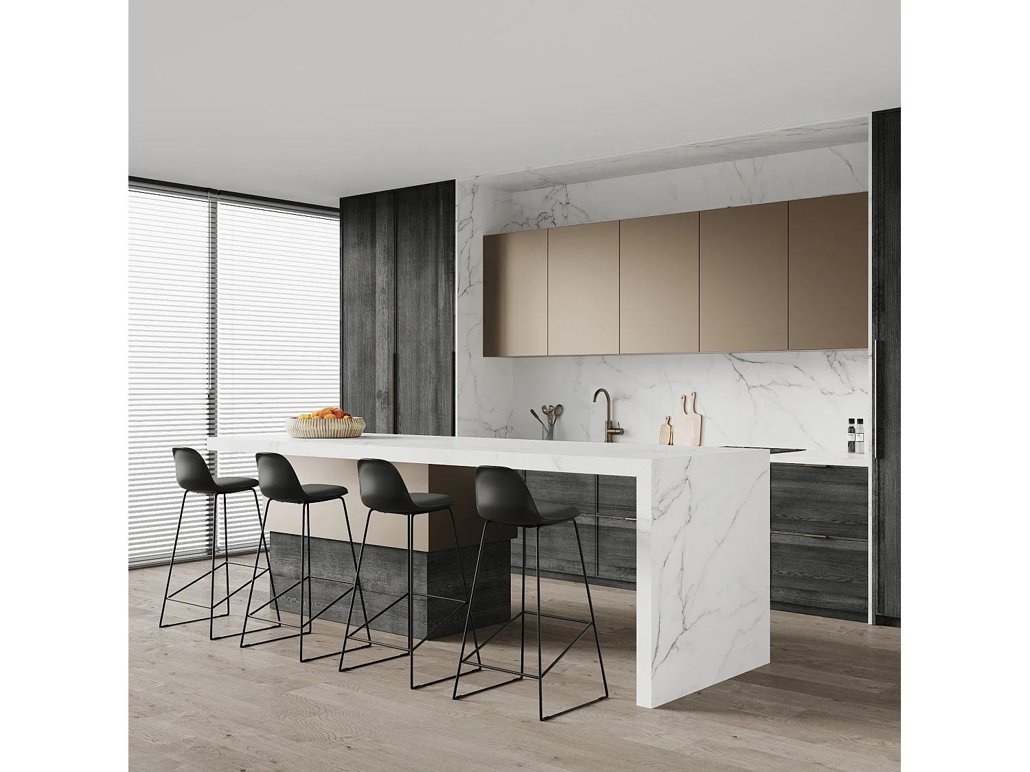 Lot de 2 chaises de bar noires 75 cm - Leni