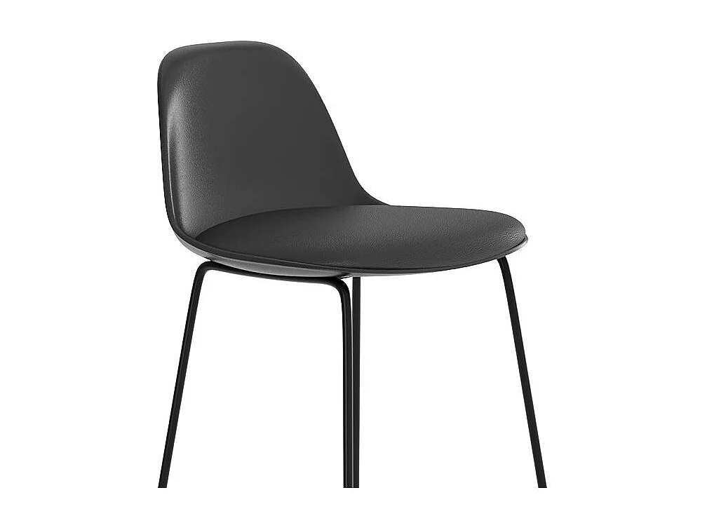 Lot de 2 chaises de bar noires 75 cm - Leni