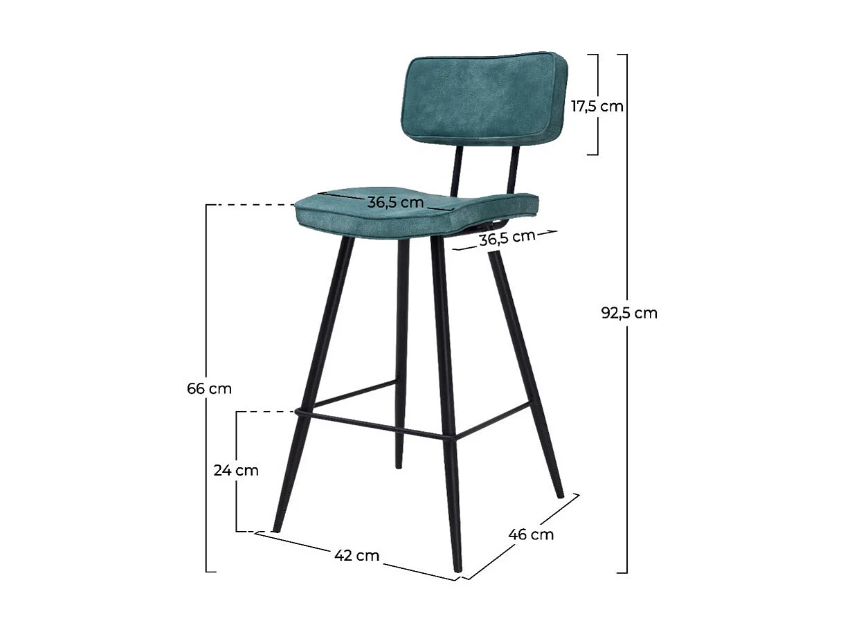 Set de 2 taburetes para isla de cocina de sintético azul 66 cm - Texas