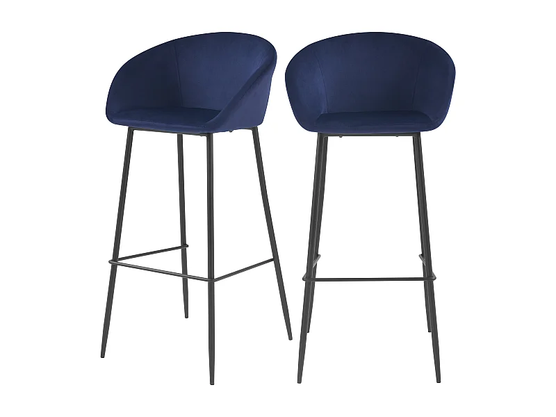 Set di 2 sedie da bar in velluto blu 75 cm - Marquise