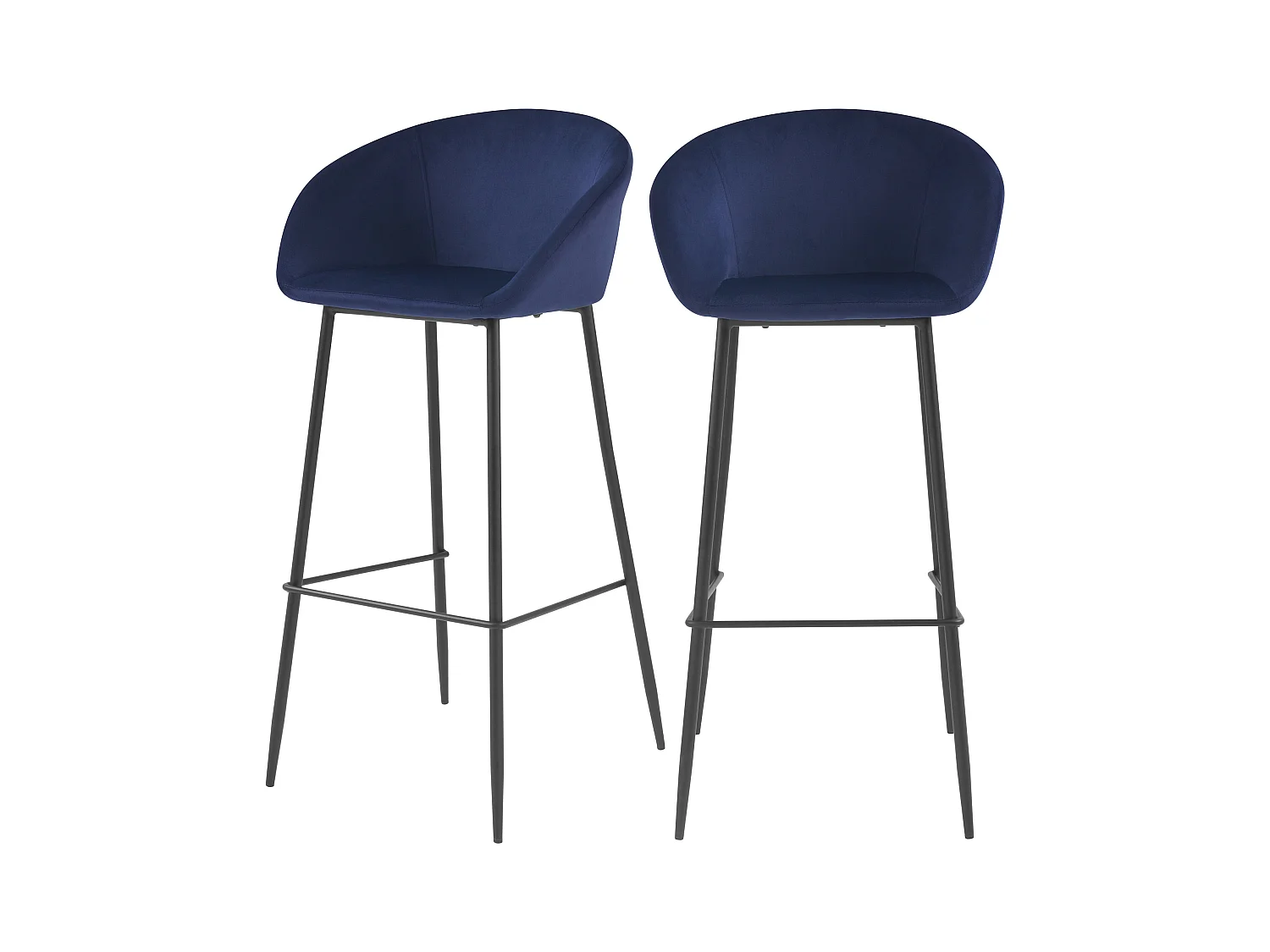 Lot de 2 chaises de bar 75 cm en velours bleu - Marquise