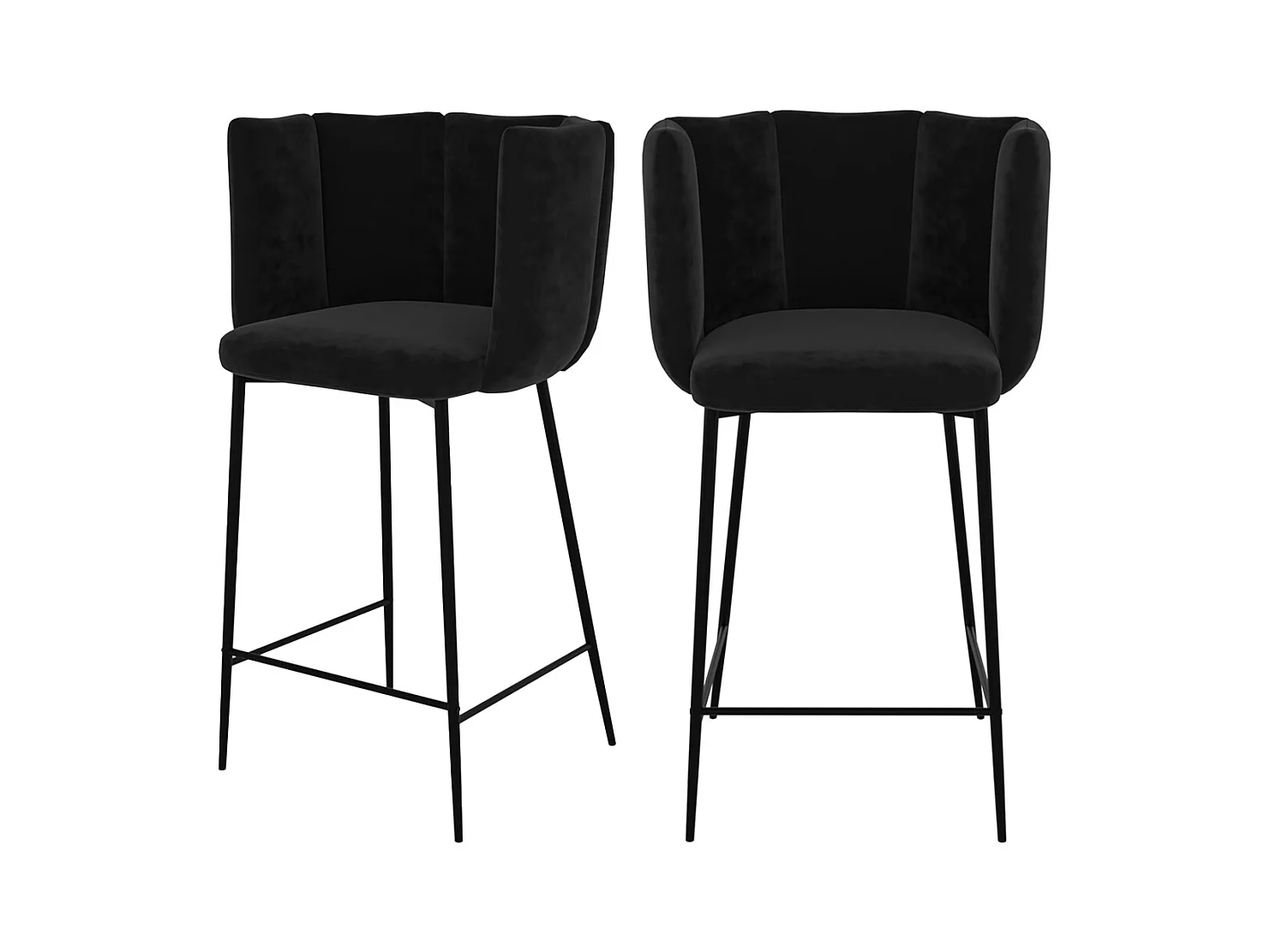 Lot de 2 chaises pour îlot central 67 cm en velours noir - Rosy