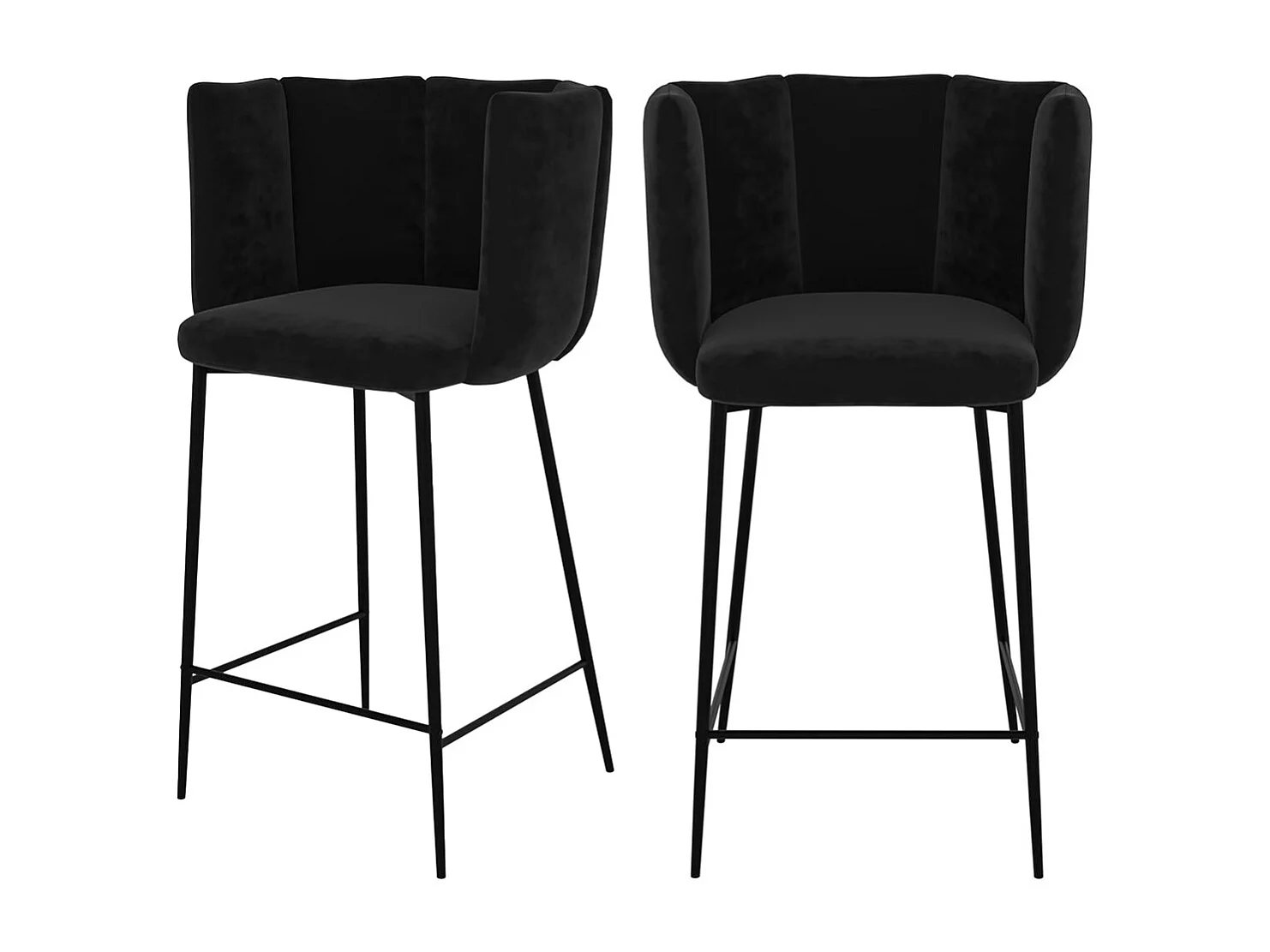 Set de 2 sillas para isla de cocina de terciopelo negro 65 cm - Rosy