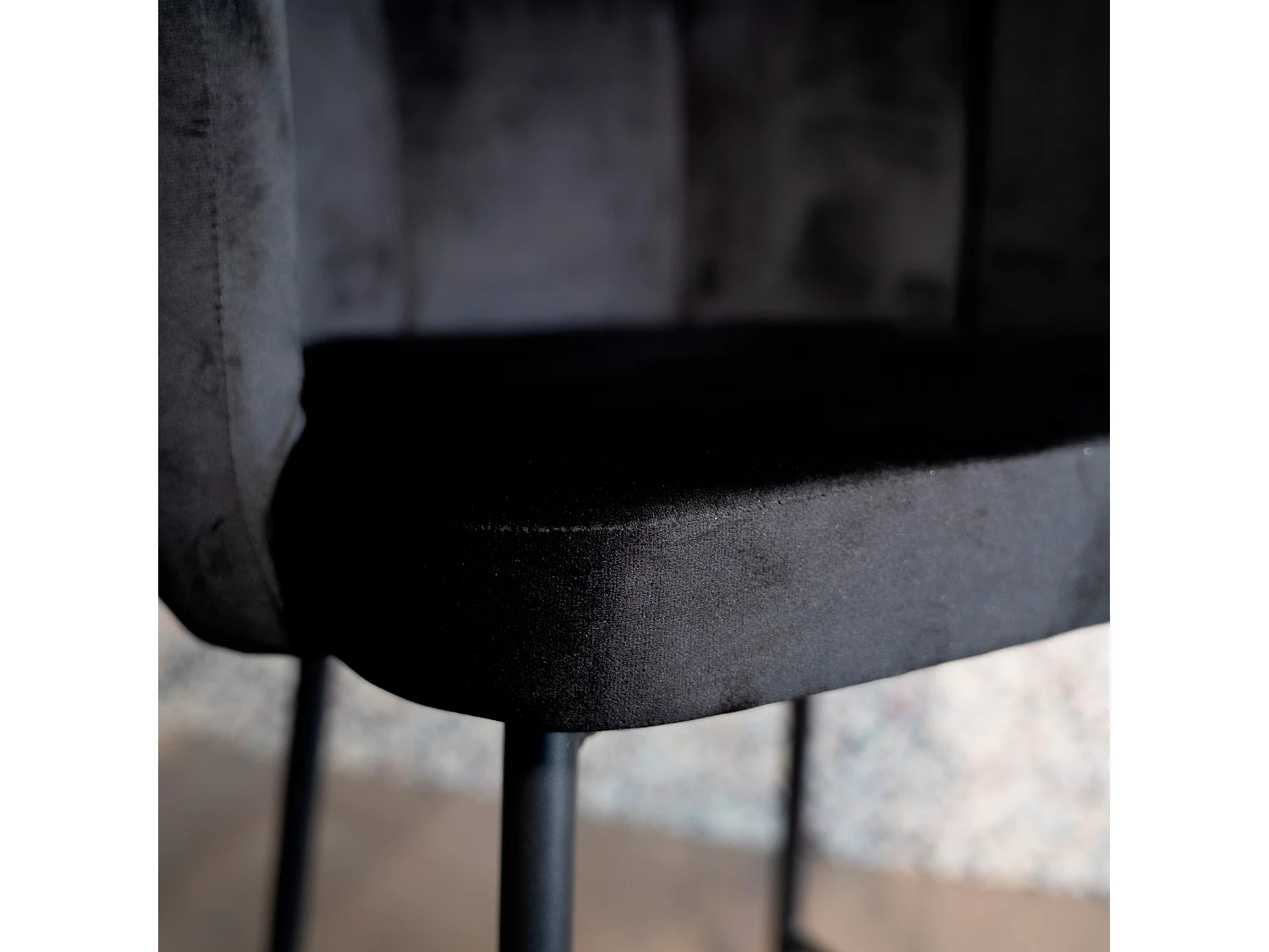 Set de 2 sillas para isla de cocina de terciopelo negro 65 cm - Rosy