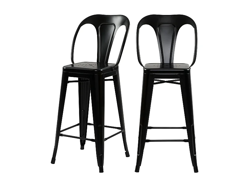 Lot de 2 chaises pour îlot central 67 cm en métal noir mat - Indus