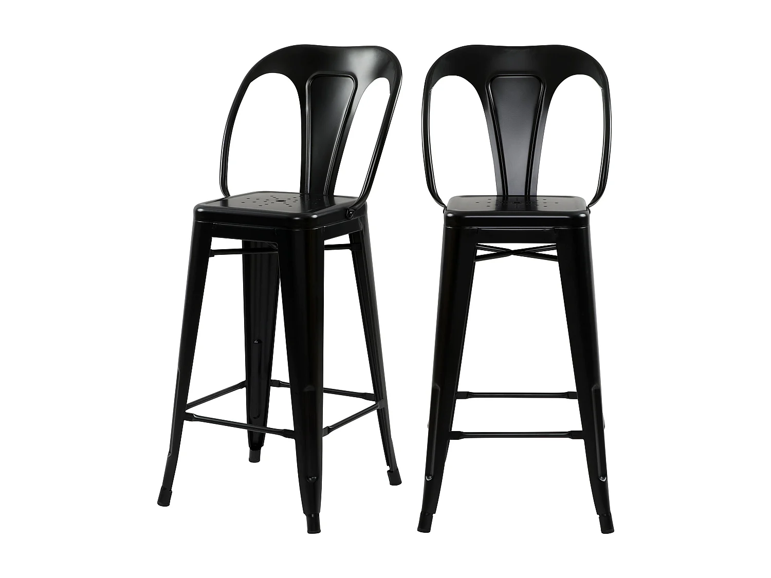 Lot de 2 chaises pour îlot central 67 cm en métal noir mat - Indus