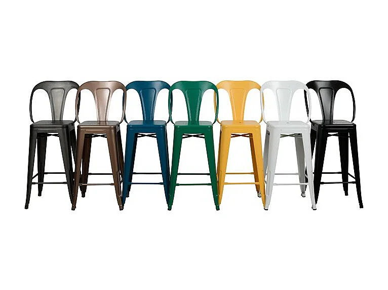 Lot de 2 chaises pour îlot central 67 cm en métal noir mat - Indus