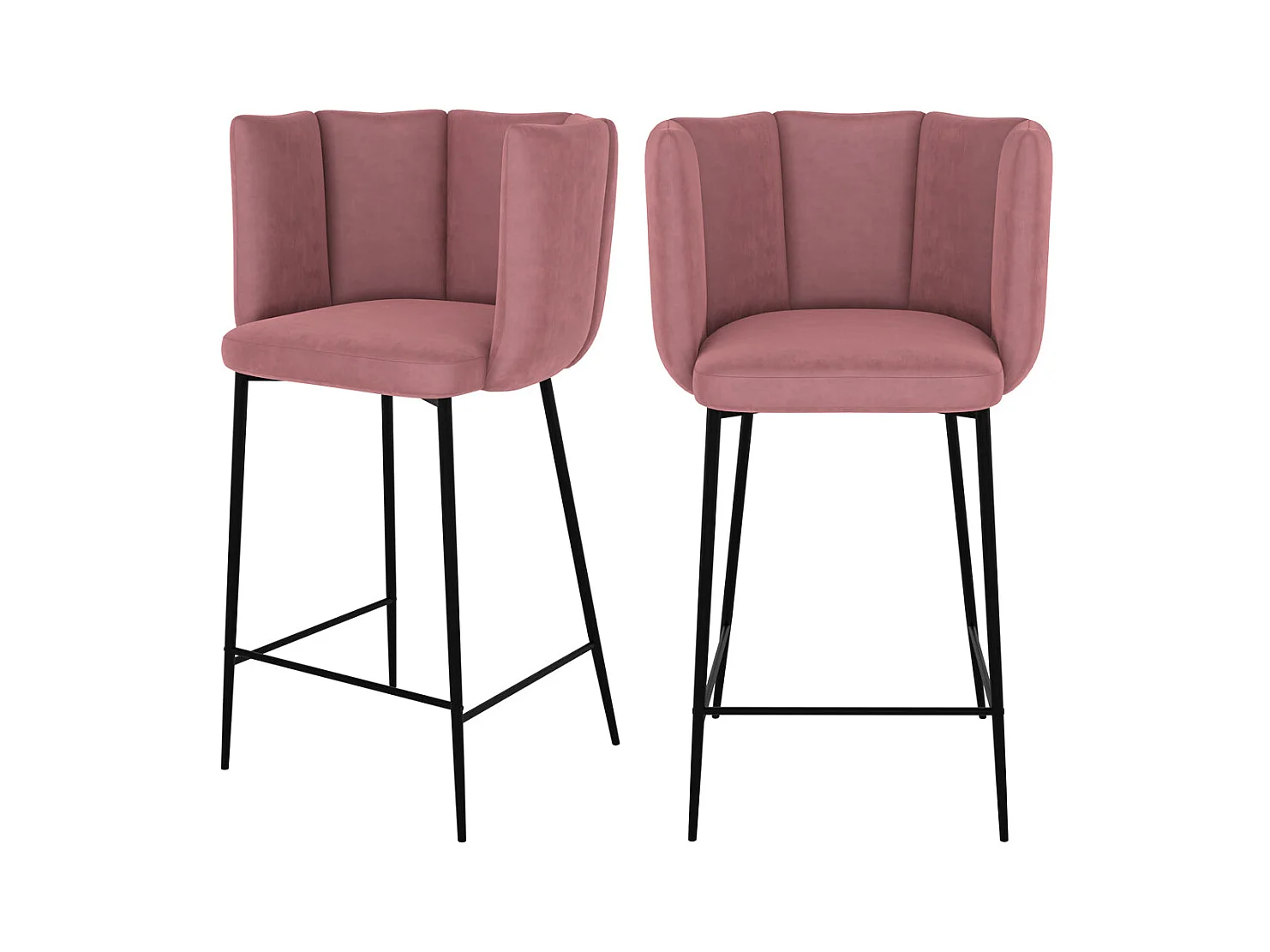 Set di 2 sedie per isola centrale in velluto rosa antico 65 cm - Rosy