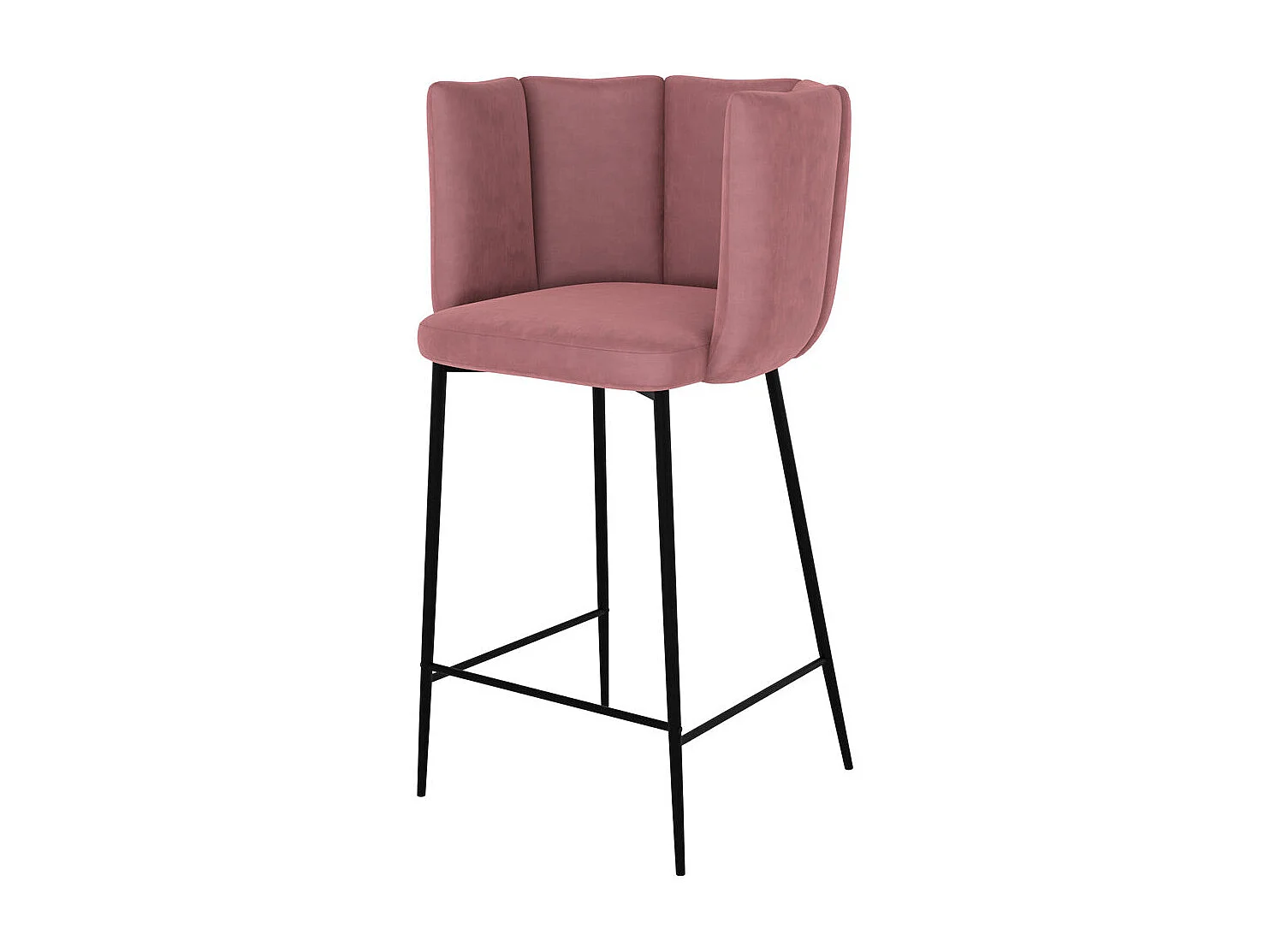 Lot de 2 chaises pour îlot central 67 cm en velours vieux rose - Rosy