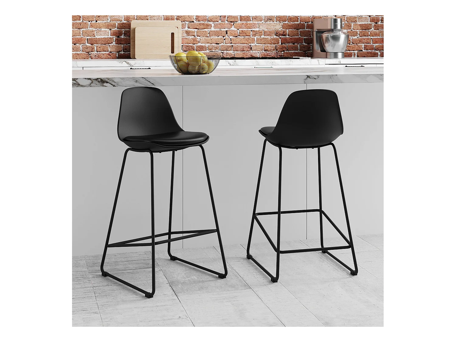 Set di 2 sedie per isola centrale nere 65 cm - Leni