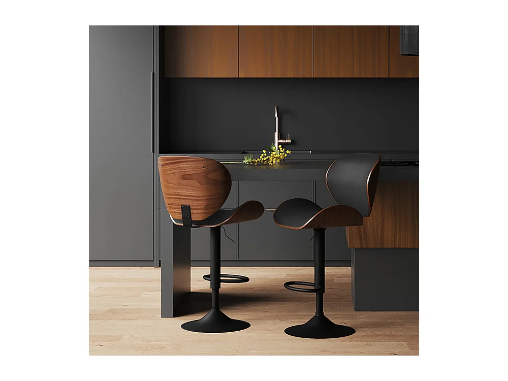 Sedia da bar regolabile 63/84 cm in pelle artificiale nera - Baudoin