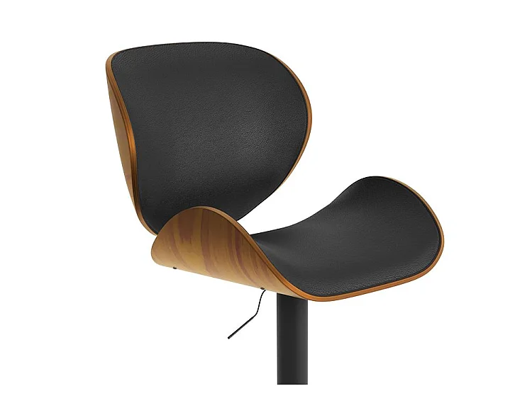 Chaise de bar réglable 63/84 cm en cuir synthétique noir - Baudoin