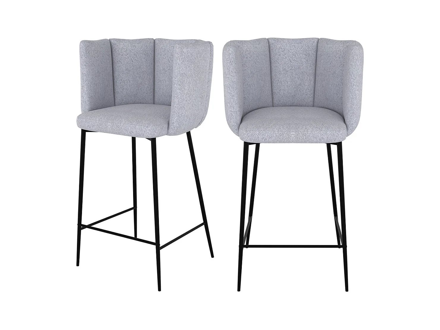 Set de 2 sillas para isla de cocina en tela gris claro 67 cm - Rosy