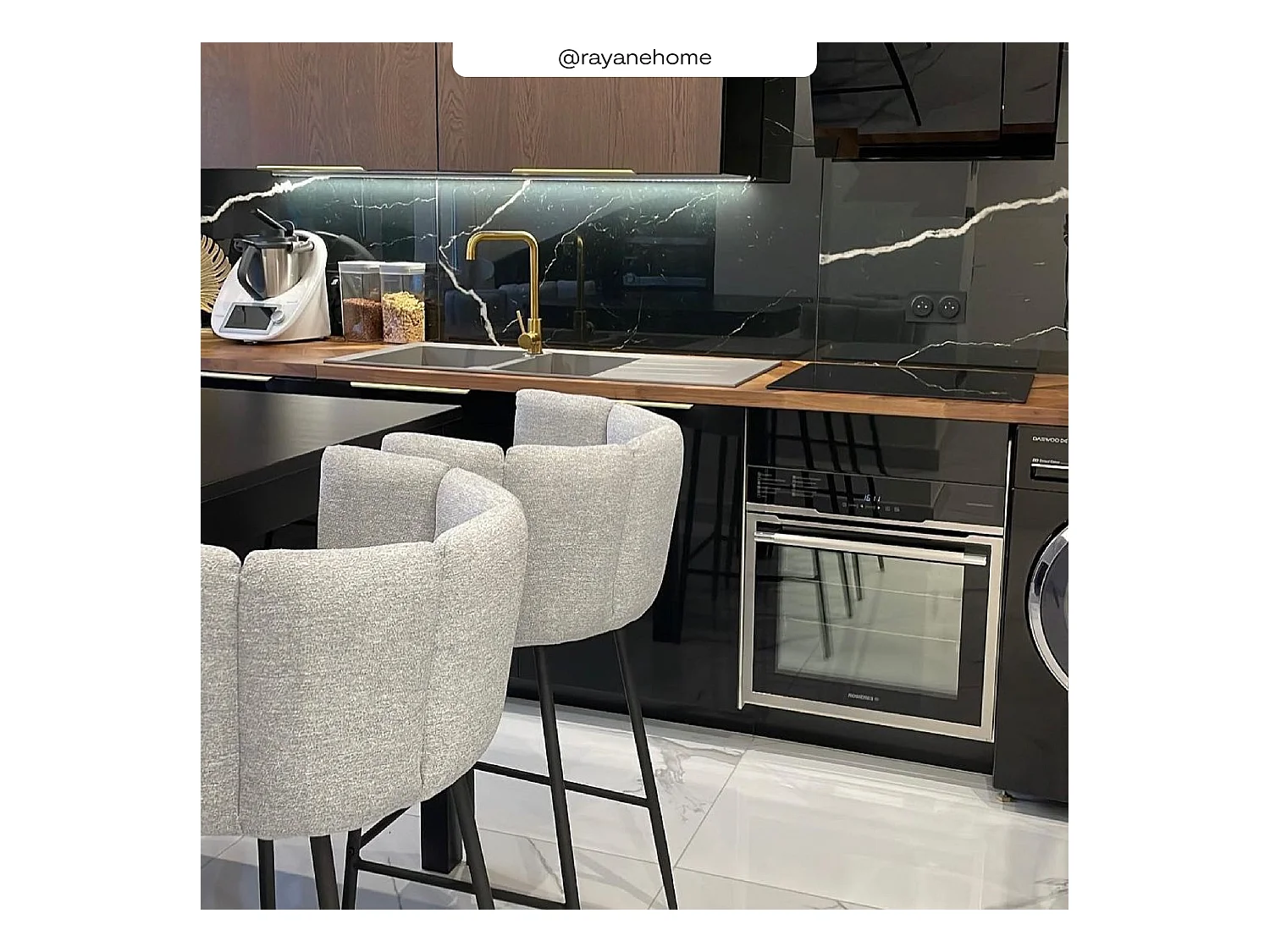 Set de 2 sillas para isla de cocina en tela gris claro 67 cm - Rosy