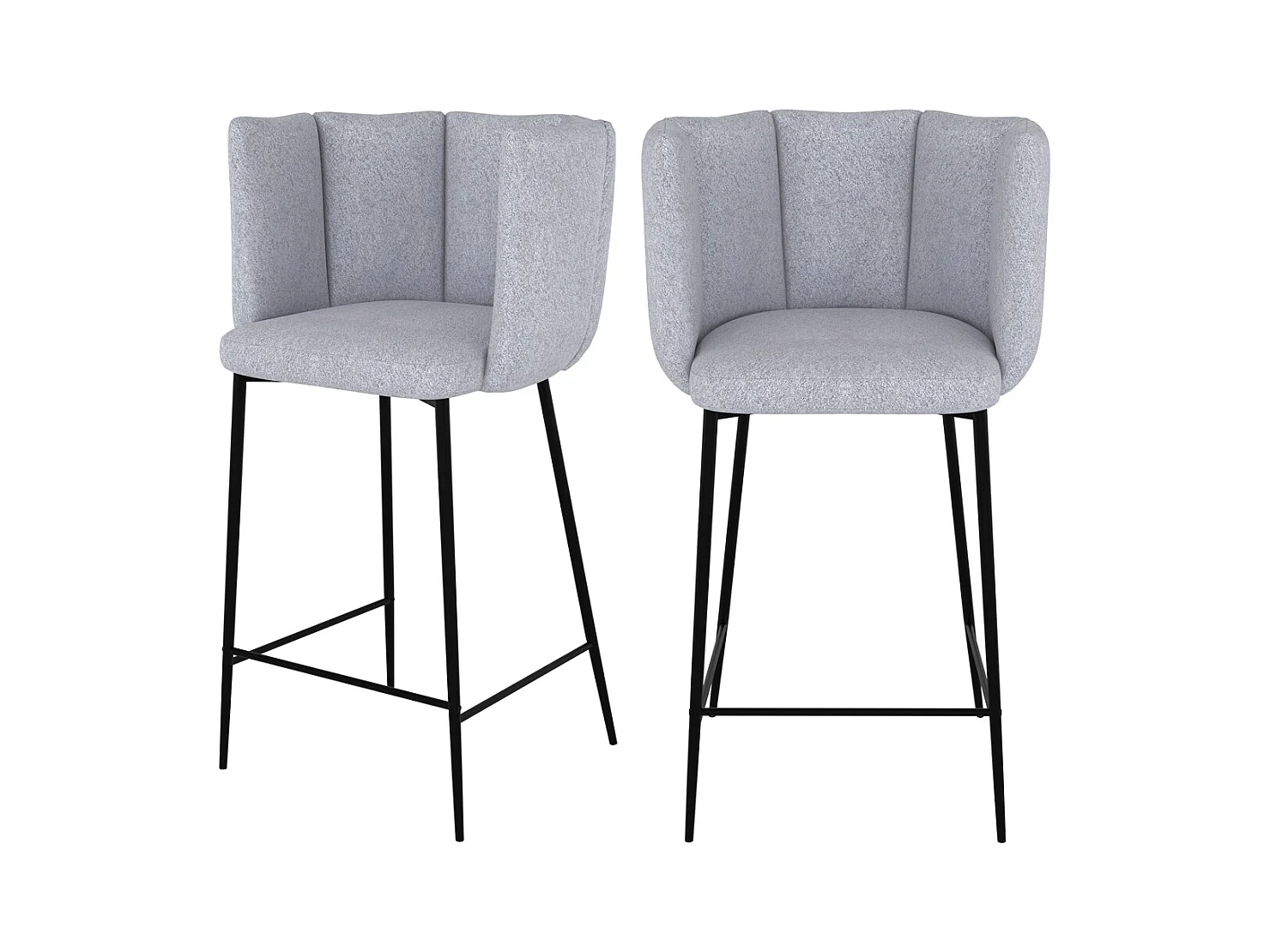 Lot de 2 chaises pour îlot central 67 cm en tissu gris clair - Rosy