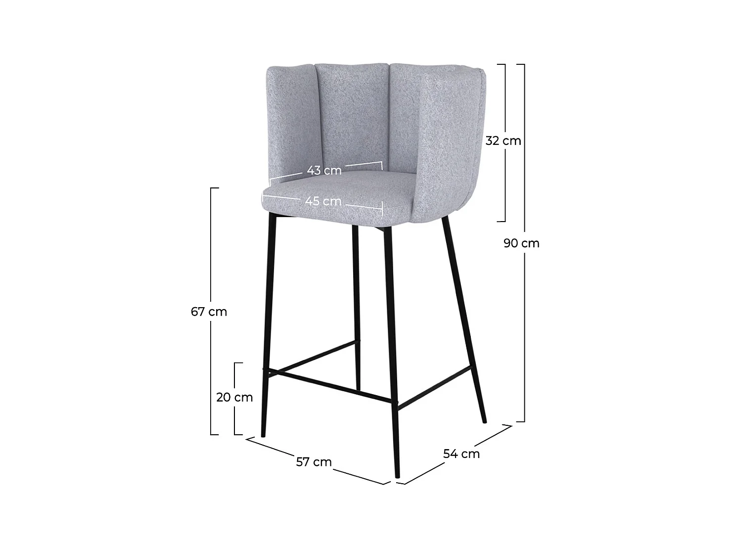 Set di 2 sedie per isola centrale in tessuto grigio chiaro 67 cm - Rosy