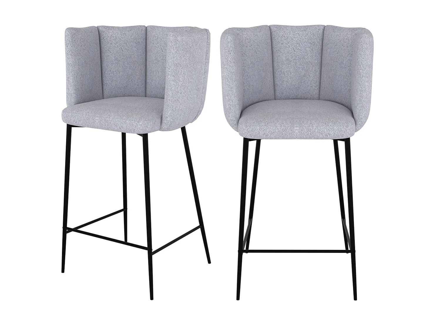 Lot de 2 chaises pour îlot central 67 cm en tissu gris clair - Rosy